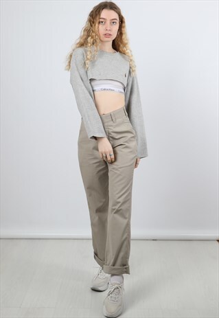 RALPH LAUREN GREY EMBROIDERED XTREME CROPPED SWEATSHIRT