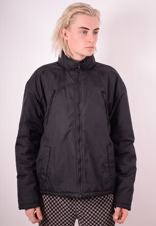 ARMANI JEANS MENS VINTAGE PADDED JACKET MEDIUM BLACK 90S