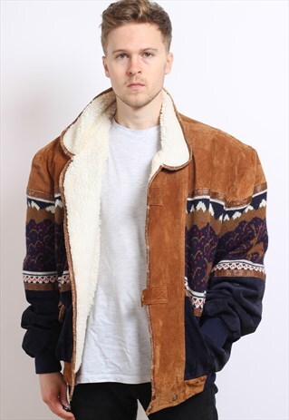 VINTAGE AZTEC FLEECE LINED JACKET