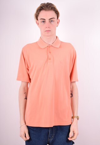 ADIDAS MENS VINTAGE POLO SHIRT MEDIUM ORANGE 90S