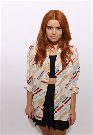 VINTAGE 1970'S 70'S LEVI STRAUSS PRINT BUTTON DOWN SHIRT M-L