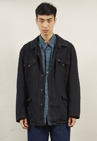 VINTAGE 90'S LEVI'S TOBACCO BLACK DENIM WORKMAN JACKET