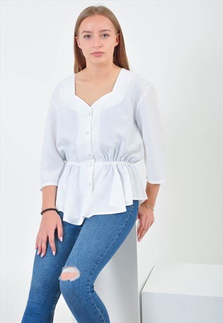 VINTAGE RETRO BLOUSE IN WHITE
