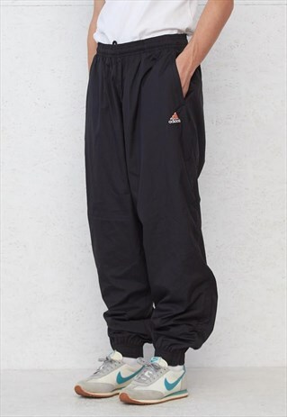 VINTAGE RETRO BLACK ADIDAS TRACK BOTTOMS JOGGERS