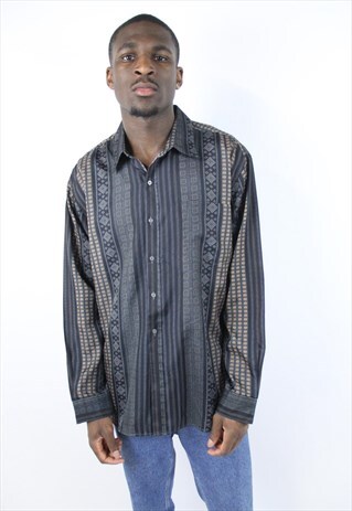VINTAGE ABSTRACT 90'S PATTERNED SHIRT