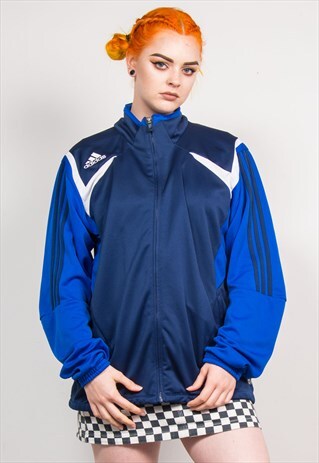 VINTAGE 90'S BLUE ADIDAS TRACKSUIT JACKET TOP