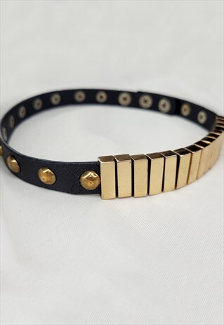 VINTAGE Y2K FAUX LEATHER CHOKER WITH METAL RIVETS