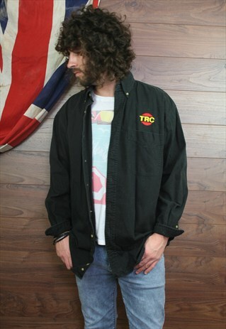 VINTAGE LEE BLACK DENIM SHIRT XL (161)