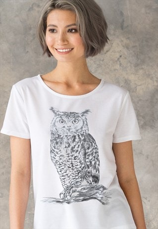 WILD HARE T SHIRT PENCIL SKETCH DRAWING CUTE WHITE TEE WOMEN