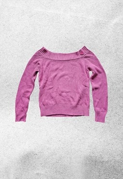 vintage y2k pink off shoulder sweater