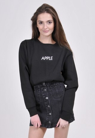 BLACK APPLE SWEATSHIRT - EMBROIDERED