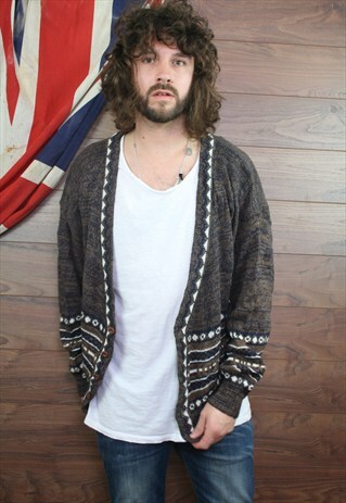 VINTAGE ICELANDIC COSBY PATTERNED KNIT JUMPER ,LARGE,