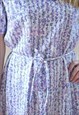 LIGHT PURPLE LILAC FLORAL SHORT SLEEVE BELTED DRESS