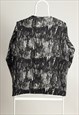 VINTAGE JESSI NY BRUSH STROKE WHITE BLACK PRINT SWEATSHIRT