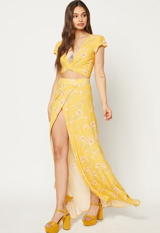 THAT'S A WRAP CROP TOP FLUTTER - TOUCH OF HONEY
