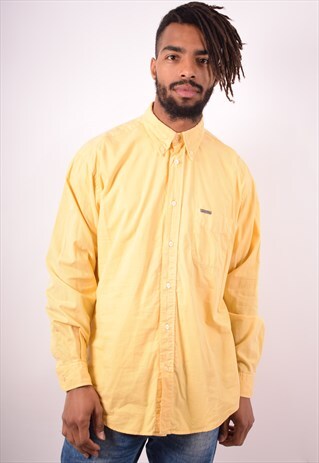 CALVIN KLEIN MENS VINTAGE SHIRT LARGE YELLOW 90S
