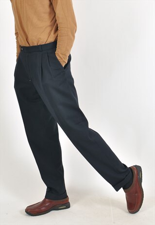 VINTAGE 90'S RETRO NAVY TROUSERS