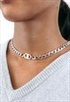 THICK STERLING SILVER CHOKER CHAIN DOUBLE D CHARM 