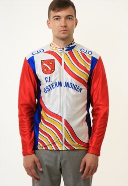 80s Vintage Track Cycle Multicolor Jacket size Medium 18724