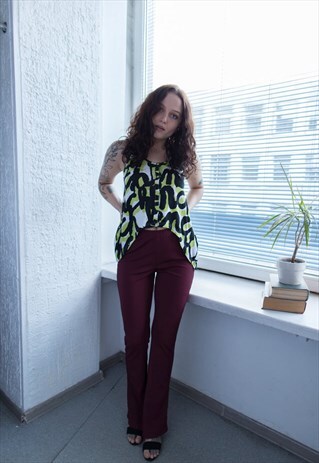 VINTAGE 90'S BLACK/GREEN PATTERNED COTTON VEST TOP