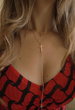 CROSSES CHARM LARIAT FESTIVAL NECKLACE