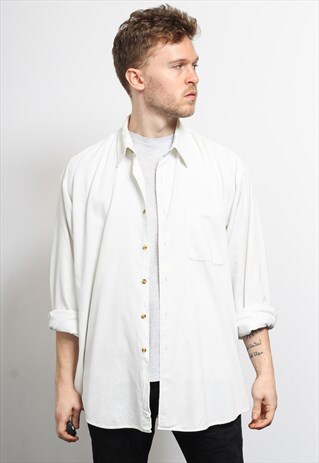 VINTAGE CORDUROY CORD SHIRT WHITE