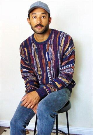 COOGI STYLE 90S LUXURY GEOMETRIC PATTERN CHUNKY JUMPER