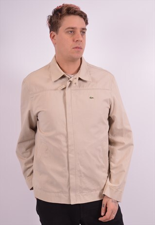 LACOSTE MENS VINTAGE HARRINGTON JACKET XL BEIGE 90S
