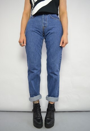 90S LEVI'S 818 ORANGE TAB DEADSTOCK BLUE HIGH WAIST JEANS