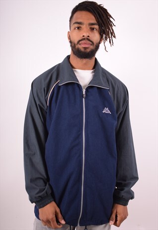 KAPPA MENS VINTAGE TRACKSUIT TOP JACKET XXL BLUE 90S