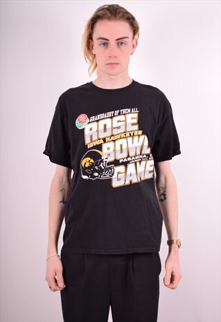 CHAMPION MENS VINTAGE ROSE BOWL GAME T-SHIRT TOP LARGE BLACK