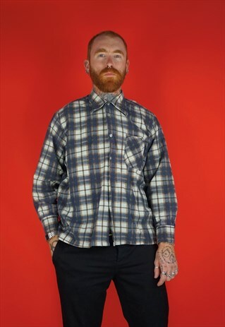 VINTAGE 1970S BLUE FLANNEL SHIRT
