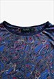 VINTAGE Y2K WOMEN'S RALPH LAUREN NAVY PAISLEY TOP