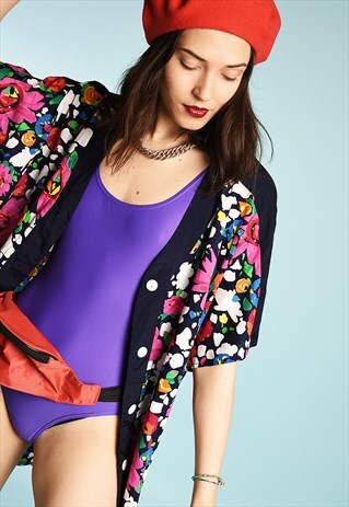 80'S RETRO FLORAL OVERSWIM FESTIVAL BLOUSE TOP