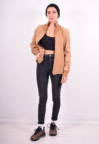 WOMENS VINTAGE JACKET MEDIUM BROWN 90'S