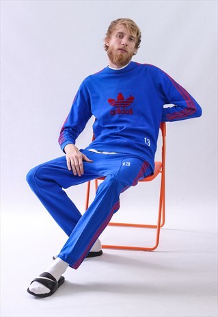 80S VINTAGE MENS BIG LOGO TRACK TOP SUIT PANTS SWEATSHIRT