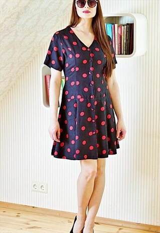 NAVY RED VINTAGE DRESS