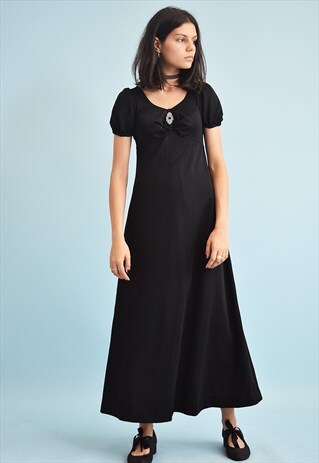 70'S RETRO MOD MAXI ELEGANT SMOCK DRESS