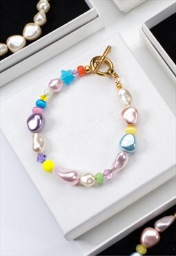 I Giochi Handmade Pastel Crystal Pearl & Crystal Bracelet 