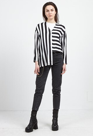 VINTAGE BLACK WHITE MARTINELLI LONG SLEEVE STRIPED TOP