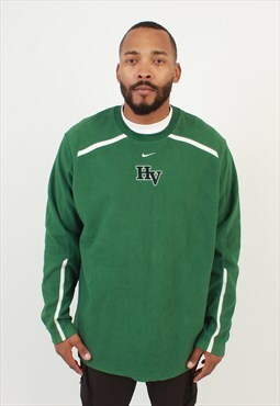 Men's Vintage Nike Middle Swoosh Green Fleece Sweatshirt