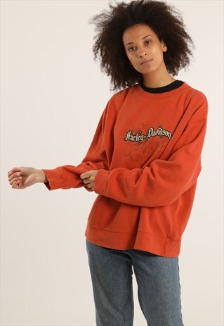 VINTAGE HARLEY DAVIDSON EMBROIDERED SPELLOUT SWEATSHIRT
