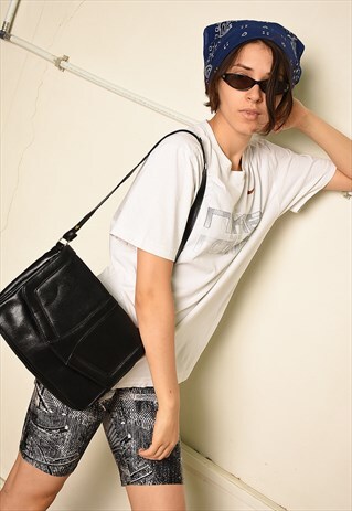 VINTAGE 80S MINIMALIST FAUX LEATHER SHOULDER BAG