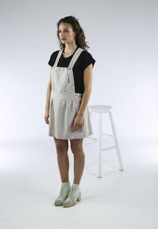 PLAID BEIGE OVERALL / SHORT CREAM OVERALLS