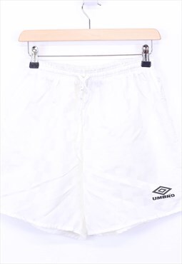 Vintage Umbro Shorts White With Contrast Logo Elasticated 
