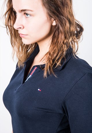 TOMMY HILFIGER VINTAGE 1990S NAVY BLUE POLO SHIRT