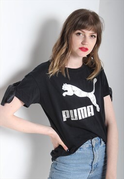 Vintage Puma Wrap Detail Oversize T-shirt Black