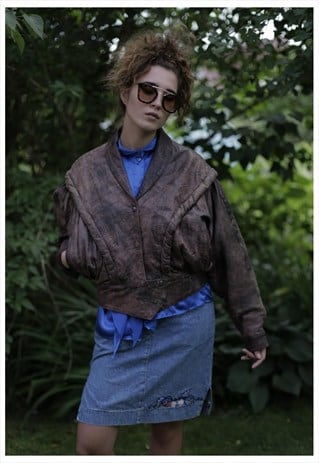 VINTAGE 80'S BROWN CROPPED JACKET