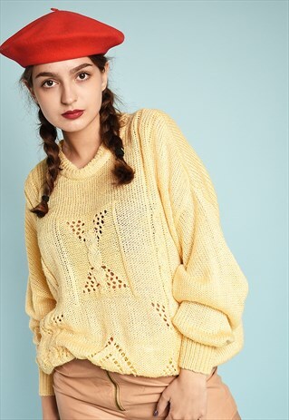 VINTAGE 90'S RETRO SLOUCHY PARIS CHIC KNIT JUMPER
