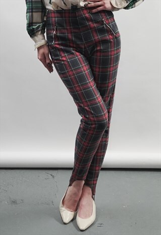 VINTAGE 80'S TARTAN HIGH WAISTED JODHPURS